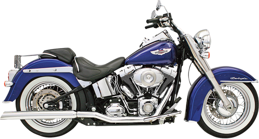 BASSANI XHAUST 31117C slip-on mufflers with slash-down chrome finish, showcasing shiny chrome exterior and mounting details