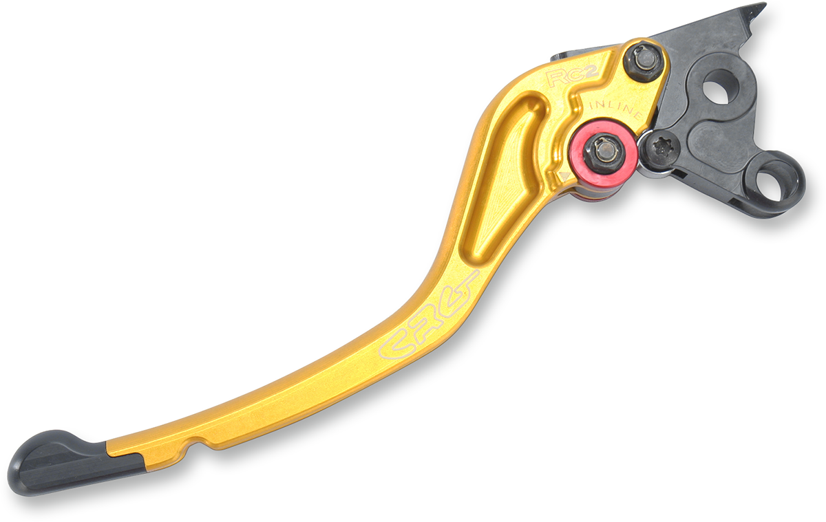 CRG RC2 Standard Brake Lever in gold, lightweight motorcycle brake lever with ergonomic design, part number 2AB-521B-T-G.