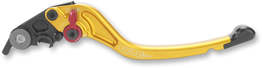 CRG RC2 standard brake lever in gold, featuring ergonomic design and branding for motorcycle or racing bike control.