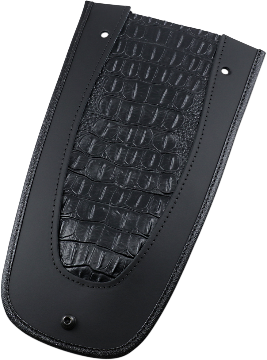 DRAG SPECIALTIES SEATS Fender Skin with embossed faux gator leather center for motorcycle seat customization.