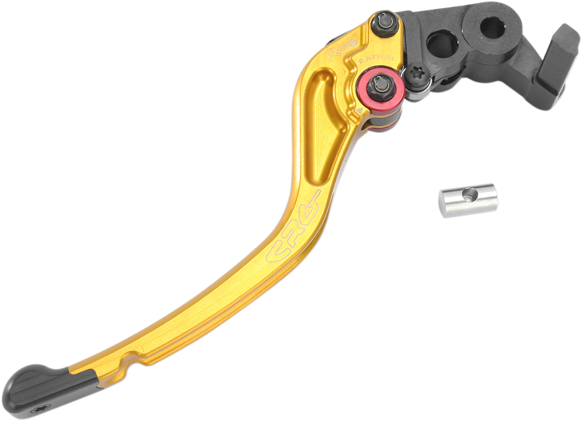 CRG RC2 standard brake lever in gold, showcasing a close-up view of the high-quality motorcycle brake component.