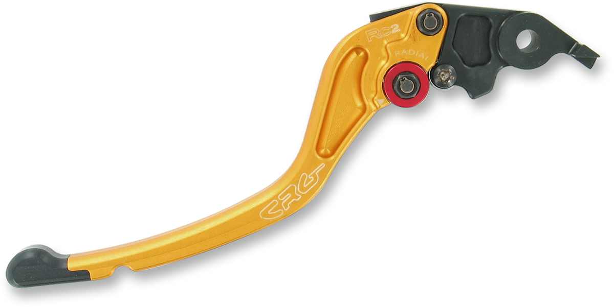 CRG RC2 Standard Brake Lever in gold, made of premium 6061-T6 aluminum with ergonomic design for motorcycle braking.
