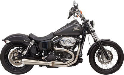 BASSANI XHAUST Road Rage 3 stainless steel exhaust for Harley-Davidson Dyna 1991-2017, part #1D1SS, with visible chrome finish and design details.