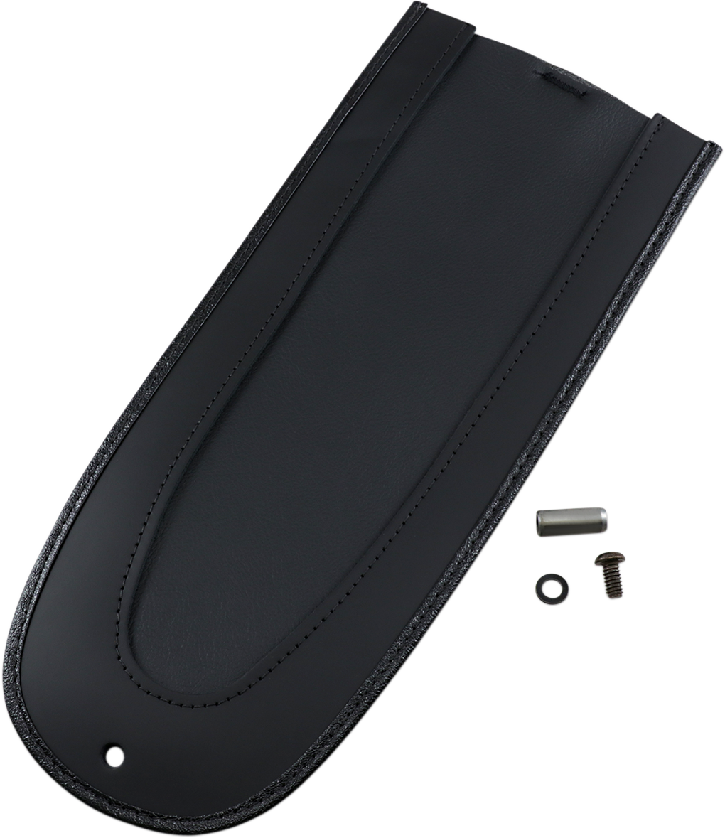 Drag Specialties Seats Fender Skin with Leather-Trimmed Center for motorcycle, featuring a sleek black finish and detailed stitching.