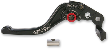 CRG RC2 Shorty brake lever in black, motorcycle racing part with ergonomic design and compact style.