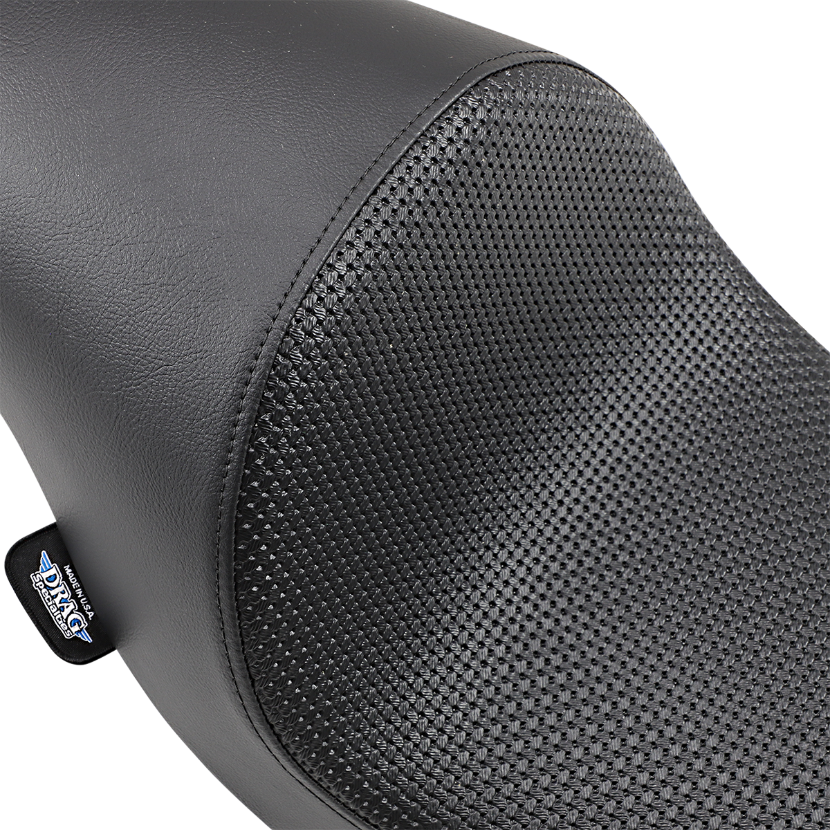 Drag Specialties 3/4 solo motorcycle seat with basketweave finish for FXD/FLD Harley models, low-profile design, part 0803-0545.