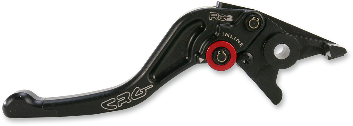 CRG RC2 Shorty Brake Lever in black, designed for motorcycle handlebars, featuring a compact and ergonomic design.