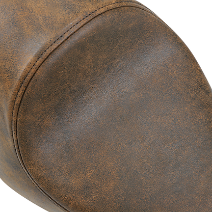 Brown distressed solo seat for Harley XL models, Drag Specialties 3/4 seat for 2004-2022 Harley motorcycles