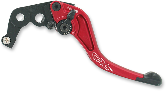CRG RC2 Shorty brake lever in red for motorcycle, showcasing compact design and ergonomic grip.