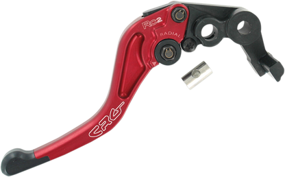 CRG RC2 Shorty Brake Lever in red, ergonomic motorcycle brake lever with adjustable reach and lightweight design.