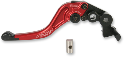 CRG RC2 Shorty Brake Lever in red, motorcycle brake lever with ergonomic design and branding visible.