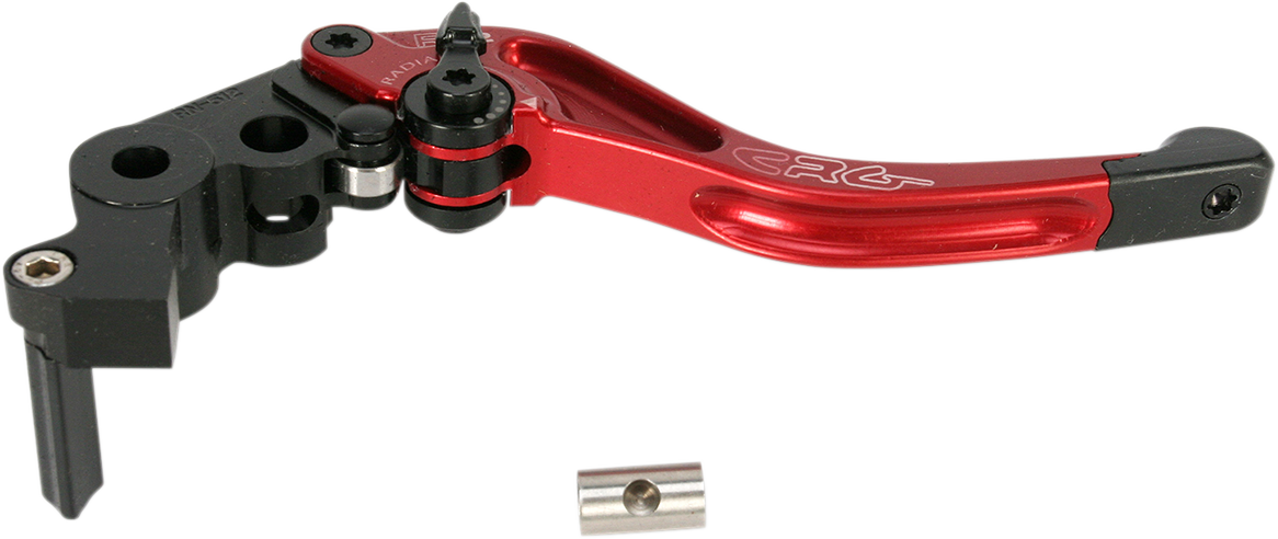 Red CRG RC2 Shorty Brake Lever for motorcycle, featuring a sleek design and ergonomic grip.