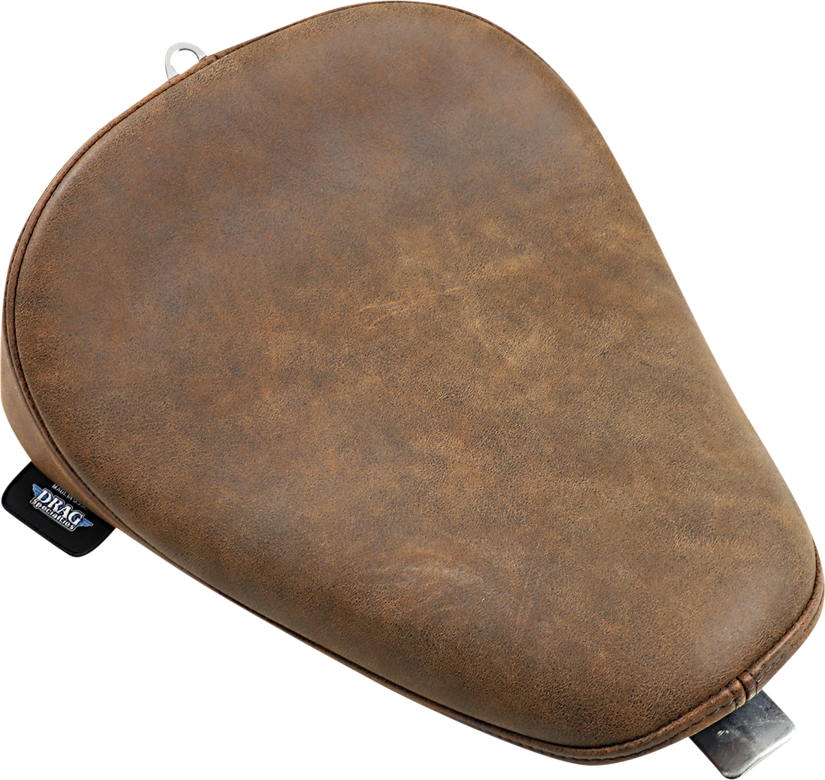 Brown distressed solo seat for Harley XL by Drag Specialties, classic bobber style, designed for 2010-2022 models.