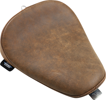 Brown distressed solo seat for Harley XL by Drag Specialties, classic bobber style, designed for 2010-2022 models.