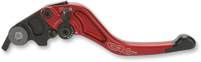 CRG RC2 Shorty Brake Lever in red, lightweight motorcycle brake component with ergonomic design and branding details.