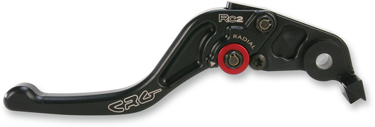 CRG RC2 Shorty Brake Lever in black, designed for motorcycle brake control, featuring a sleek, compact style and ergonomic grip.