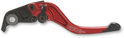 CRG RC2 Shorty brake lever in red with black mounting hardware, designed for motorcycle braking systems.