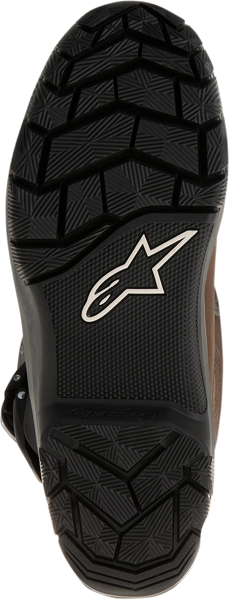 Alpinestars Corozal Adventure Drystar leather motorcycle boots in brown with sturdy design, US size 8, EU size 42.