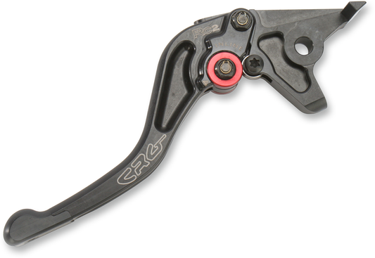 CRG RC2 Shorty Brake Lever in black, made of machined aluminum, designed for racing control and quick brake access.