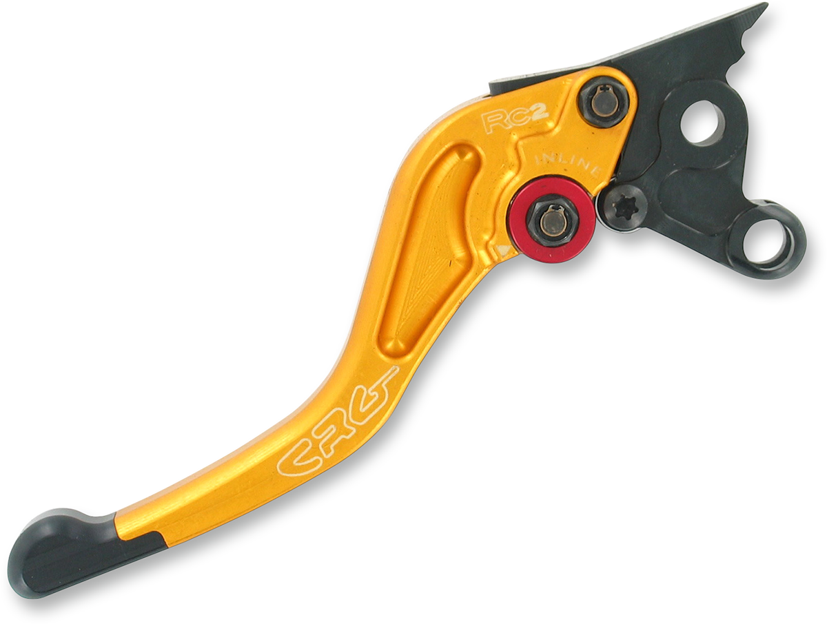 CRG RC2 Shorty brake lever in gold, showing close-up of part #2AB-521B-H-G with detailed focus on the lever's finish and design.