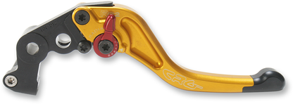CRG RC2 Shorty brake lever in gold, motorcycle brake lever with compact design and ergonomic grip.