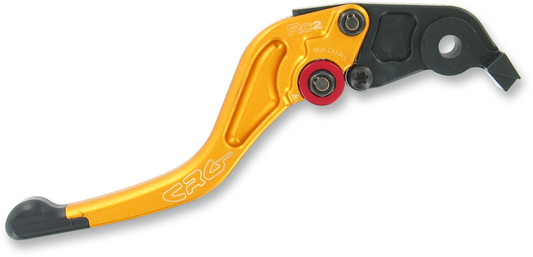 CRG RC2 Shorty Brake Lever in gold, motorcycle clutch and brake lever with ergonomic design and precision craftsmanship