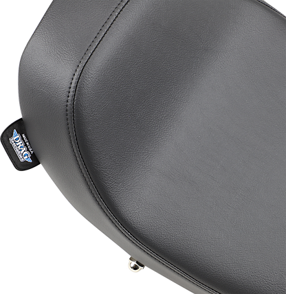 Drag Specialties low solo motorcycle seat with smooth finish, designed for FX/FL models from 1958 to 1984.