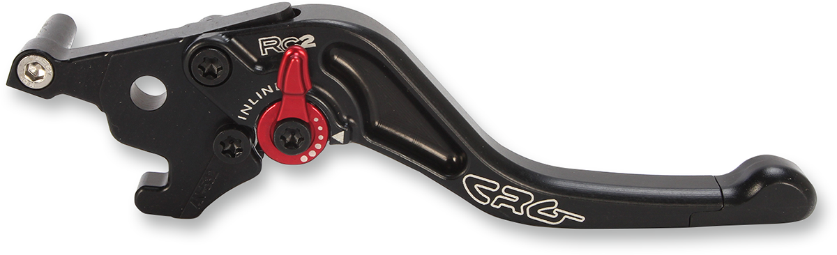 CRG RC2 Shorty brake lever in black with 2AN-532-H-B model number, showing a close-up of the compact motorcycle brake lever.