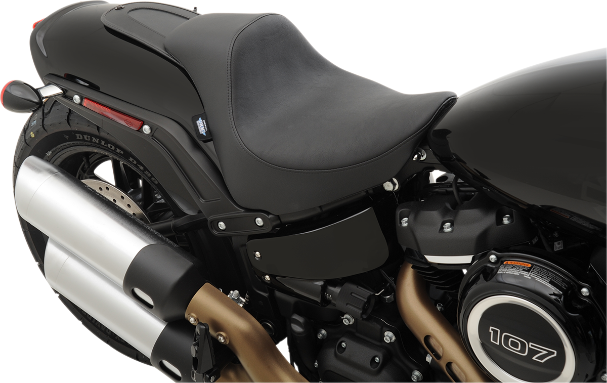 Drag Specialties EZ-Solo seat for FXFB/S motorcycles with smooth vinyl finish, designed for comfortable riding from 2018 to 2022.