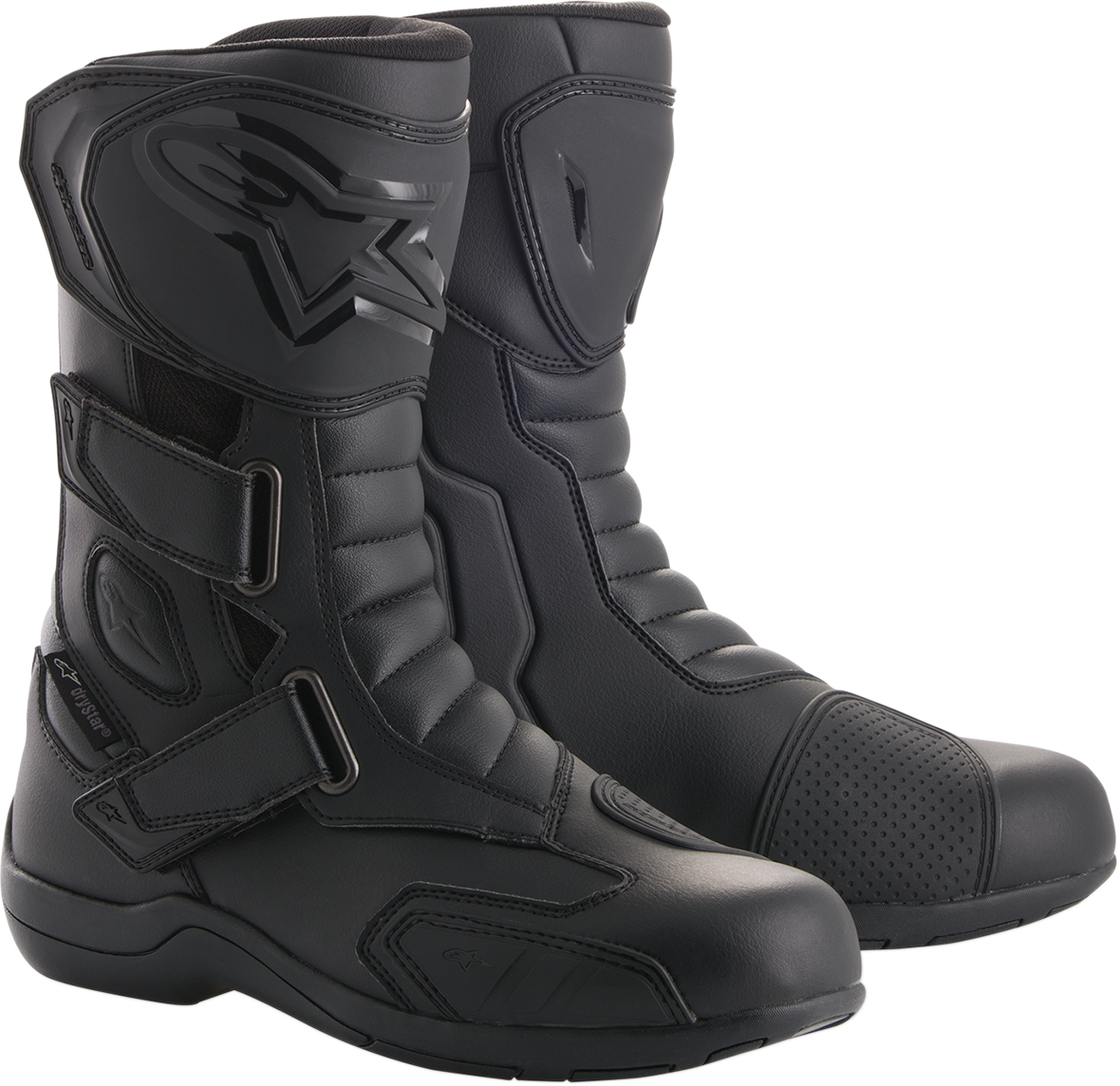 Alpinestars Radon Drystar motorcycle boots in black, US 6 / EU 39, showing the sturdy design and waterproof material.