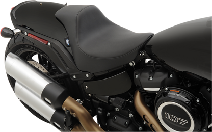 EZ-Solo seat for FXFB/S Harley Davidson by Drag Specialties, smooth solar-reflective leather motorcycle seat with ergonomic design.