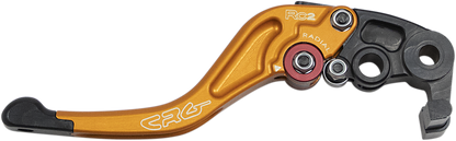 CRG RC2 Shorty Brake Lever in gold, motorcycle brake lever with compact design and ergonomic grip, part number 2RN-531-H-G