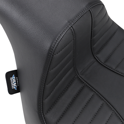 Drag Specialties EZ-Solo seat with Scorpion Stitch for FXFB/S, vinyl comfort, featuring easy installation and stylish design.