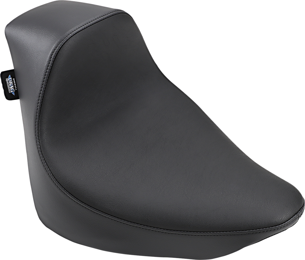 EZ-Solo seat by Drag Specialties Seats with smooth vinyl for Harley FL/FX 2018-2022, shown from side angle.