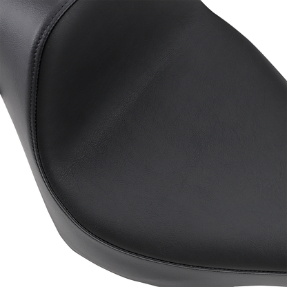EZ-Solo seat by Drag Specialties Seats in smooth vinyl for Harley FL/FX 2018-2022, shown on motorcycle.