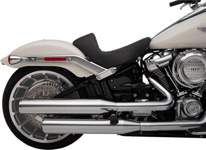 EZ-Solo seat by Drag Specialties with silver thread vinyl and Scorpion Stitch for FLFB/S 2018-2022 motorcycles.