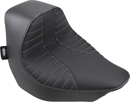EZ-Solo seat with Scorpion Stitch in silver thread vinyl by Drag Specialties Seats for FLFB/S 2018-2022 motorcycle model.