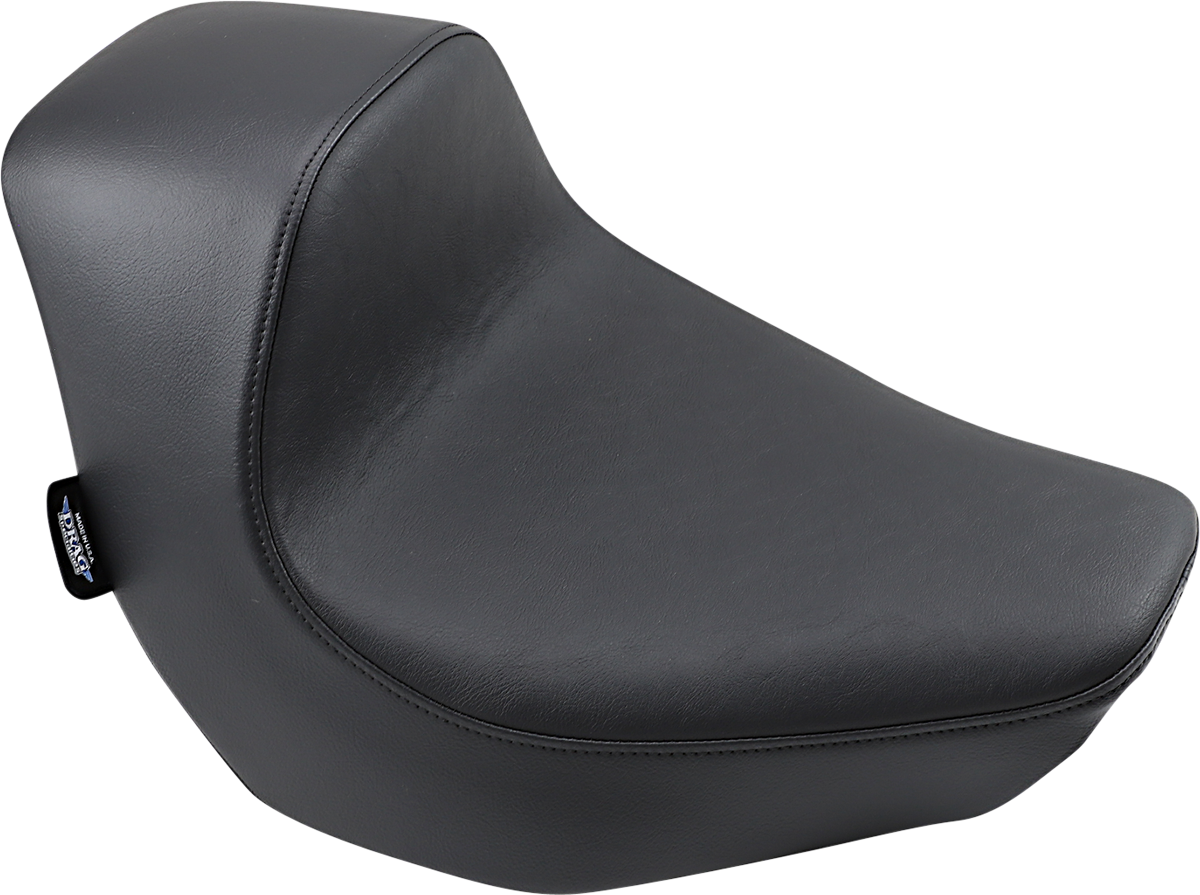 Drag Specialties EZ-Solo seat for FXBR/S 2018-2022 with smooth vinyl cover and quick-mount system, designed for Harley Davidson bikes.