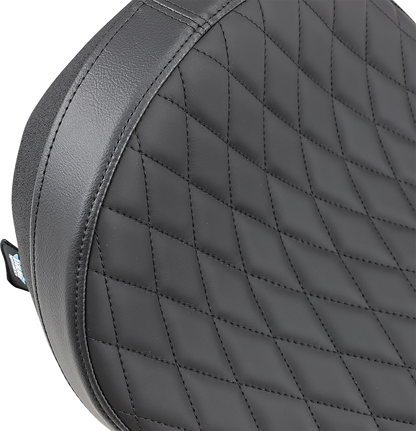 Black low solo seat with diamond stitch design from Drag Specialties Seats for Victory bikes 2003-2017.
