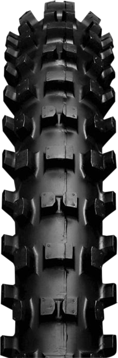 IRC iX07S front motorcycle tire 80/100-21 51M with tread pattern suitable for off-road and street riding.