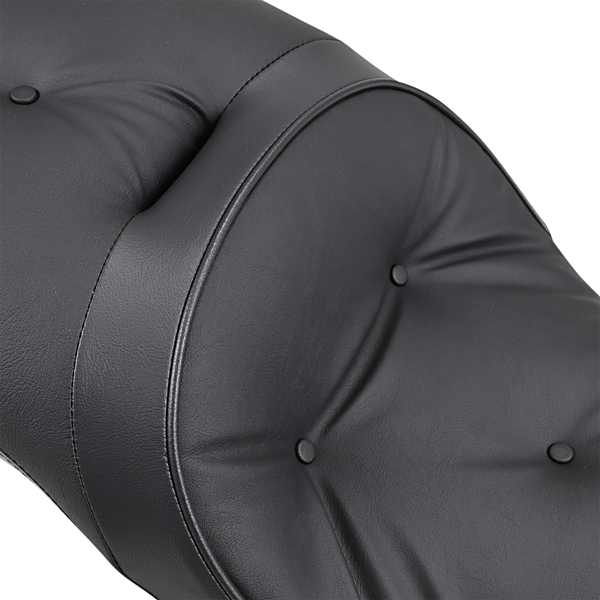 Black low-profile touring seat pillow for Victory motorcycles, designed by Drag Specialties Seats, model 0810-1542.