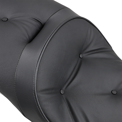 Black low-profile touring seat pillow for Victory motorcycles, designed by Drag Specialties Seats, model 0810-1542.