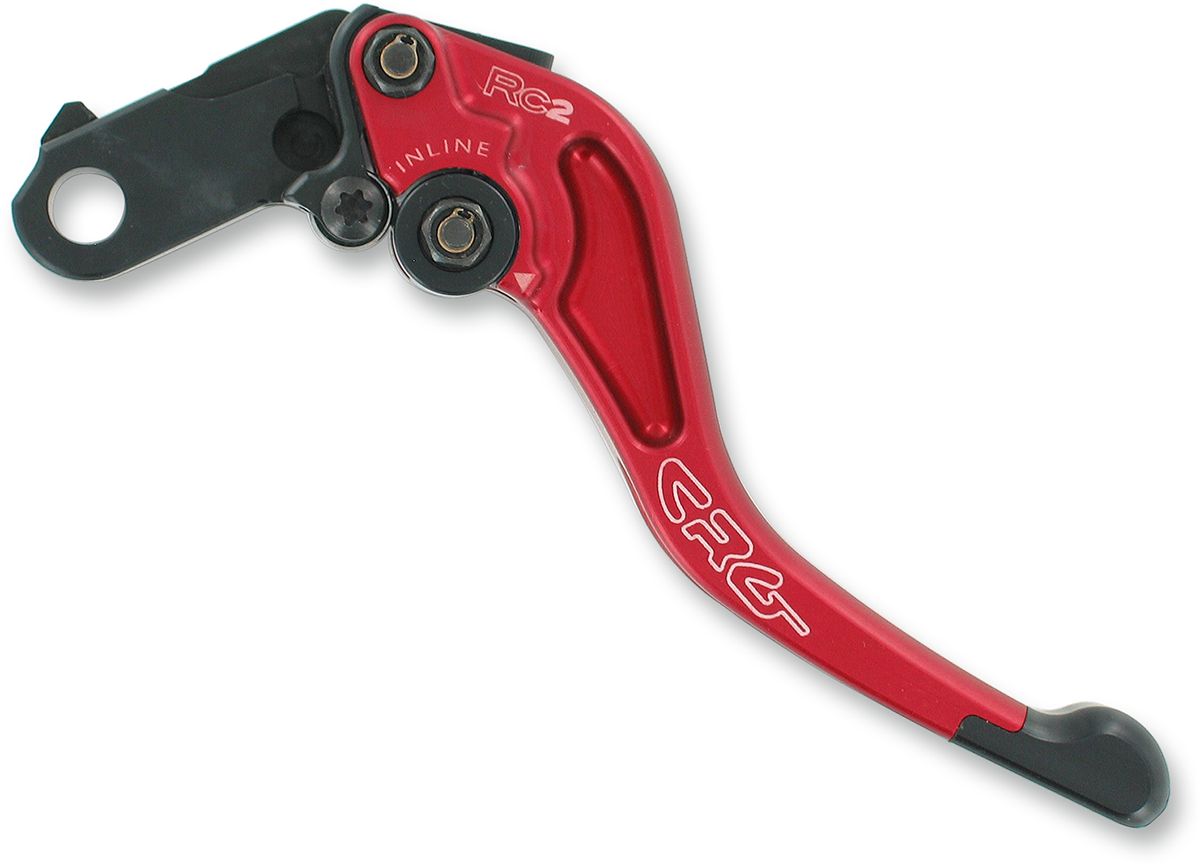 Red CRG RC2 Shorty Clutch Lever with Part 2AN-661-H-R, featuring a compact design and ergonomic grip for motorcycle control.