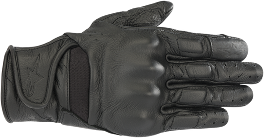 Alpinestars Stella Vika V2 women's black motorcycle gloves in size XS with protective knuckle armor and adjustable wrist strap.
