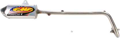 FMF Powercore 4 motorcycle exhaust system with polished metal finish and sleek design for high-performance riding.