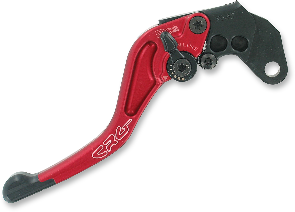 Red CRG RC2 Shorty clutch lever with ergonomic design for motorcycle, part number 2AN-611-H-R.
