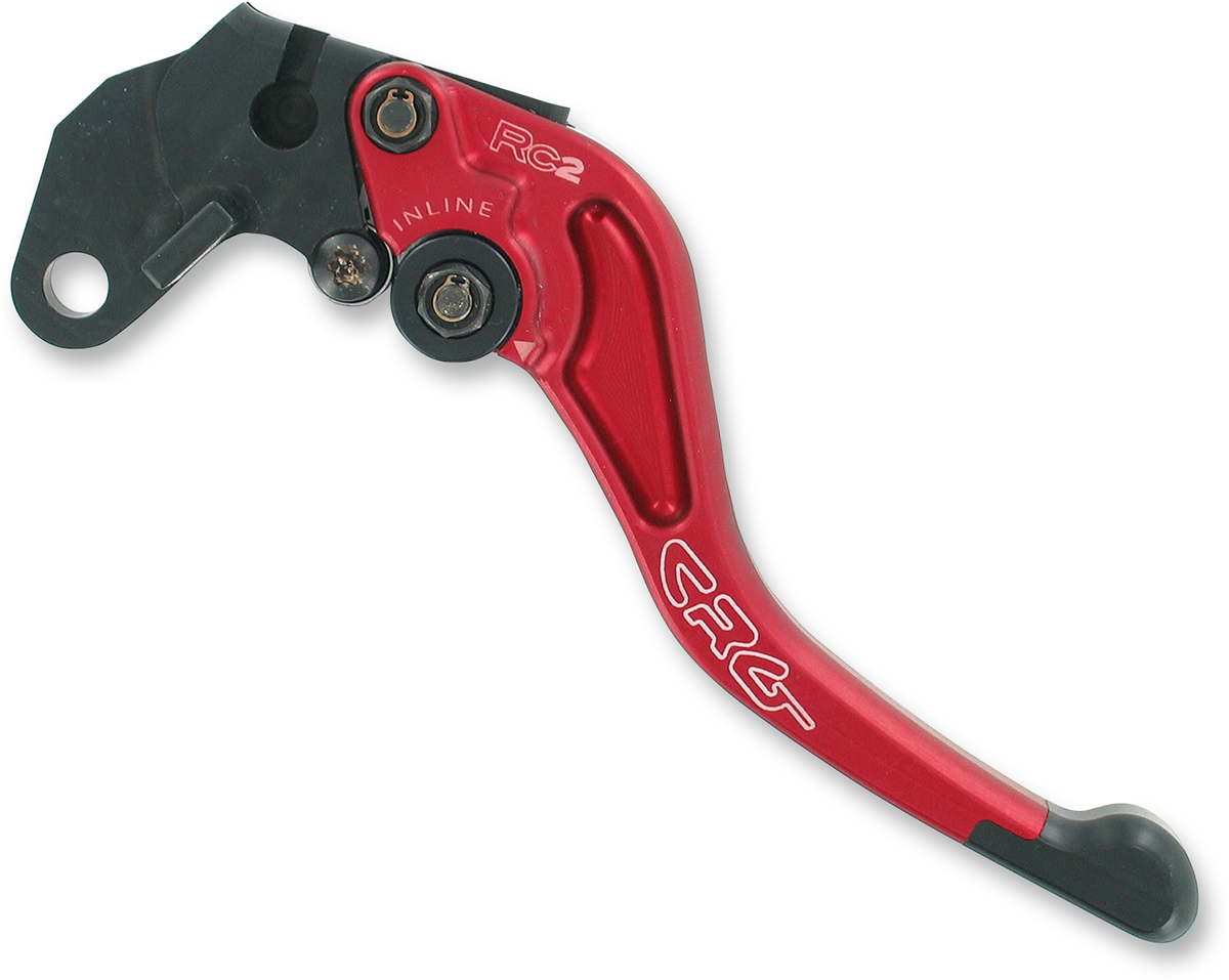 CRG RC2 Shorty clutch lever in red with black mounting hardware, designed for motorcycle control and easy grip.