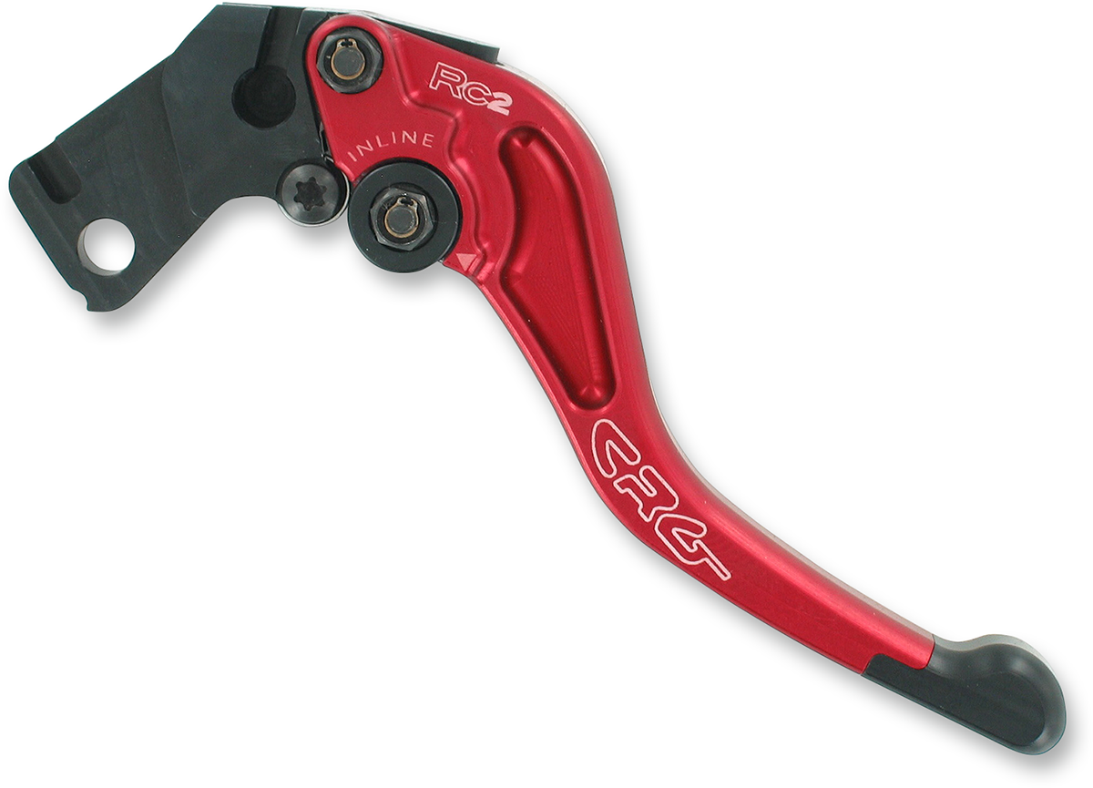 Red CRG RC2 Shorty Clutch Lever for motorcycles, featuring a sleek short design and ergonomic grip.