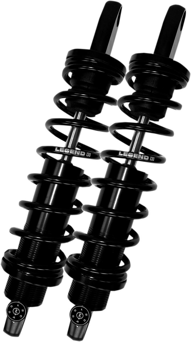 Legend Suspension REVO-A adjustable Dyna coil suspension, 14-inch black coil shock absorber for motorcycles.