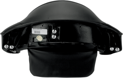 Black Drag Specialties Seats Tour Box Pad for Harley-Davidson, smooth black seat cushion with part number 0822-0142.